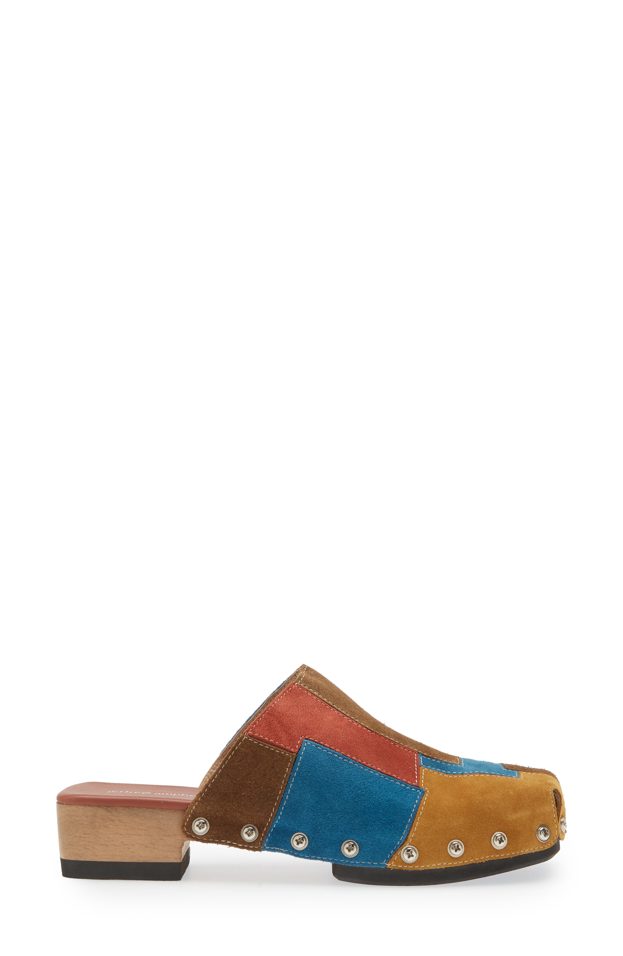 Calceus Patchwork Clog, Alternate, color, NEUTRAL SUEDE MULTI