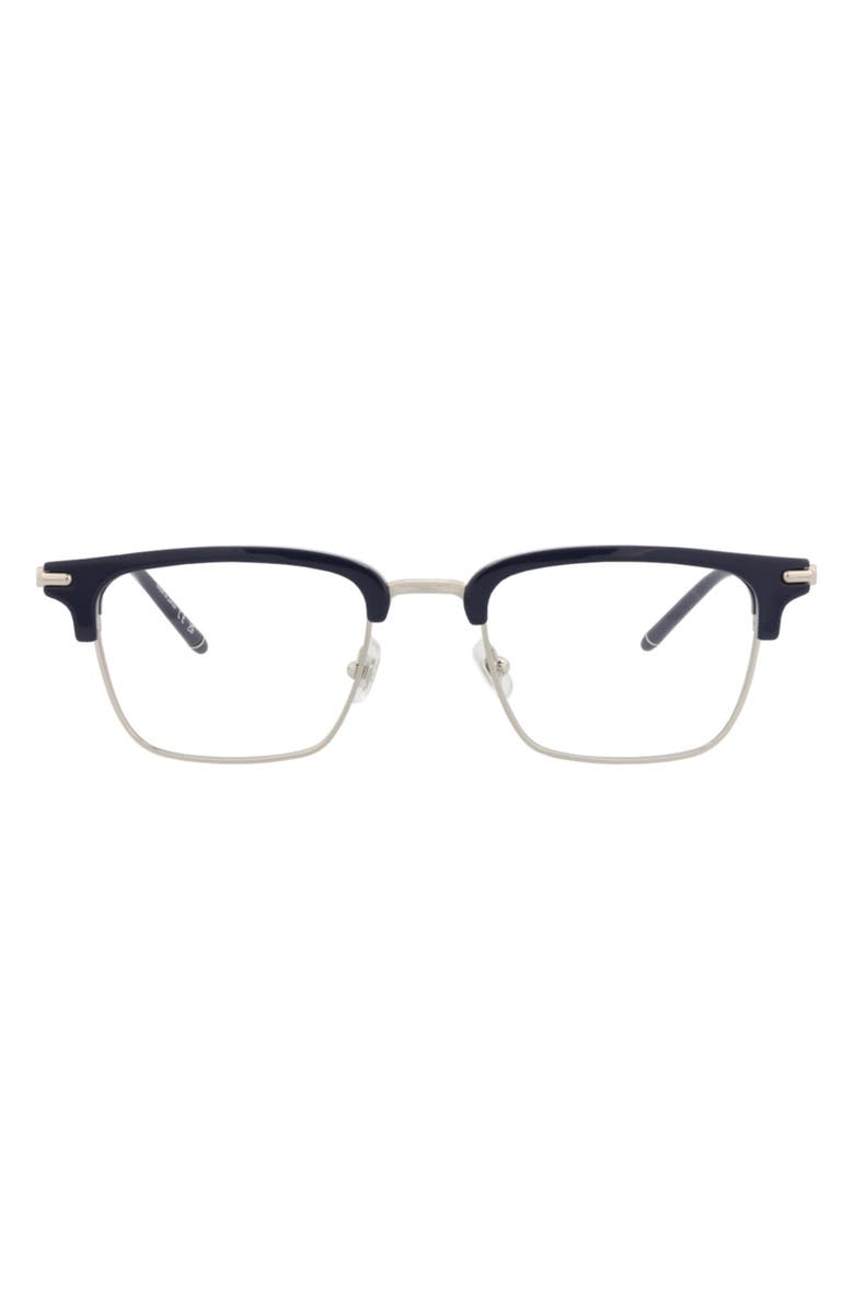 Montblanc 52mm Clubmaster Optical Glasses, Main, color, Blue Transparent