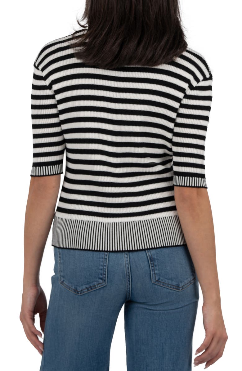 KUT from the Kloth Alora Stripe Short Sleeve Henley Sweater, Alternate, color,