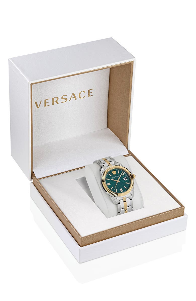 Versace Greca Time Bracelet Watch, 41mm, Alternate, color, Ip Yellow Gold/ Steel