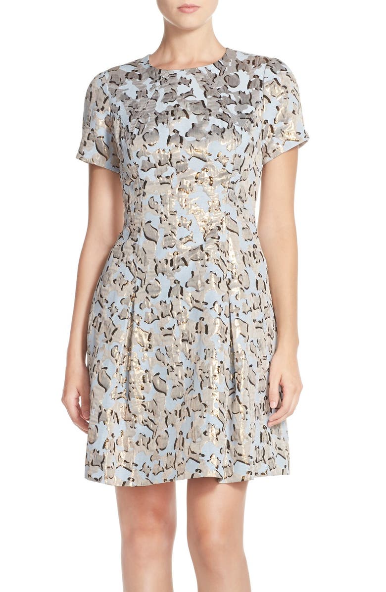 Vince Camuto Metallic Jacquard Fit & Flare Dress, Main, color, 