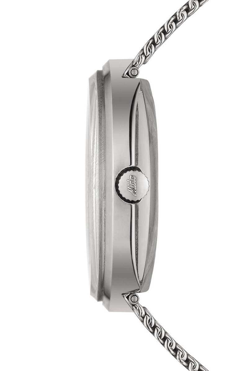 MIDO Commander Shade Mesh Strap Watch, Alternate, color, Silver