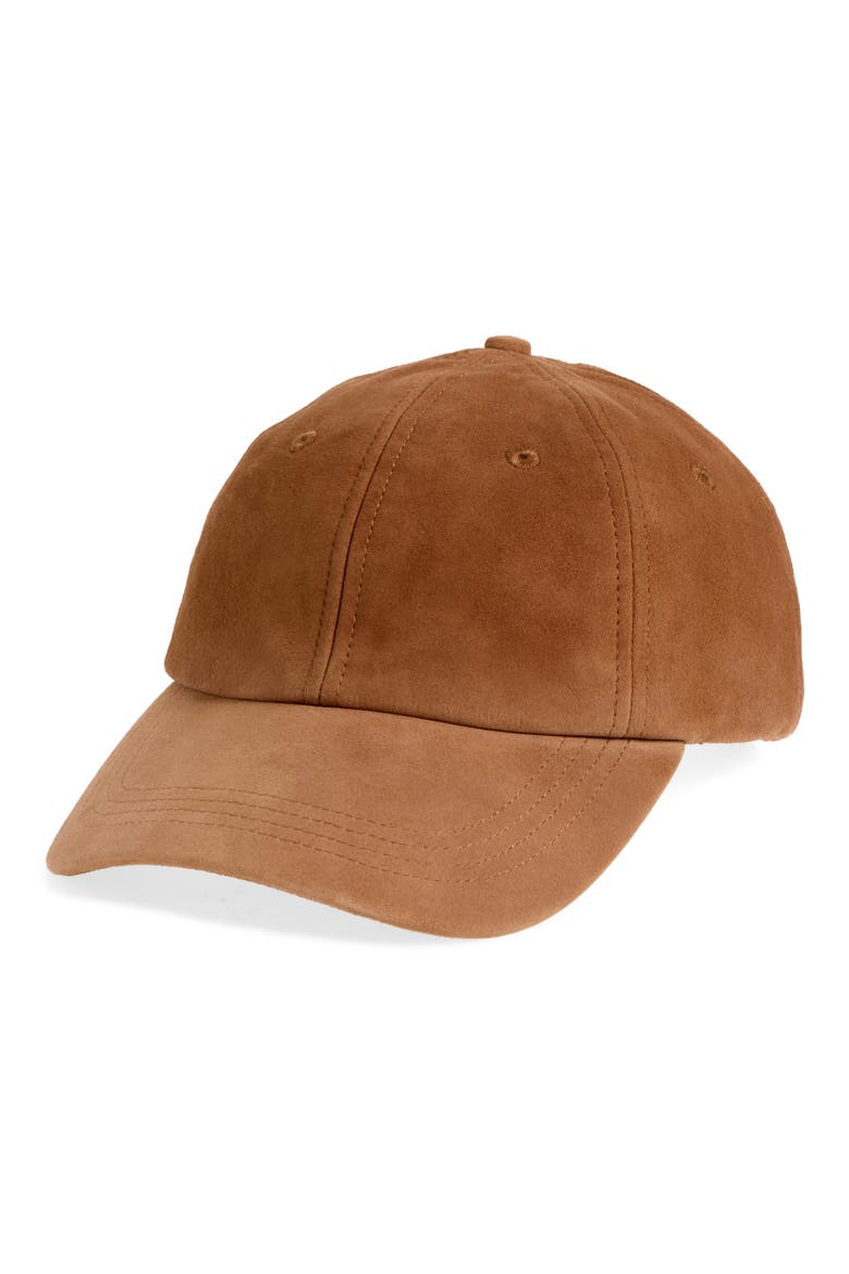 Suede Baseball Cap, Main, color, DRIED ACORN