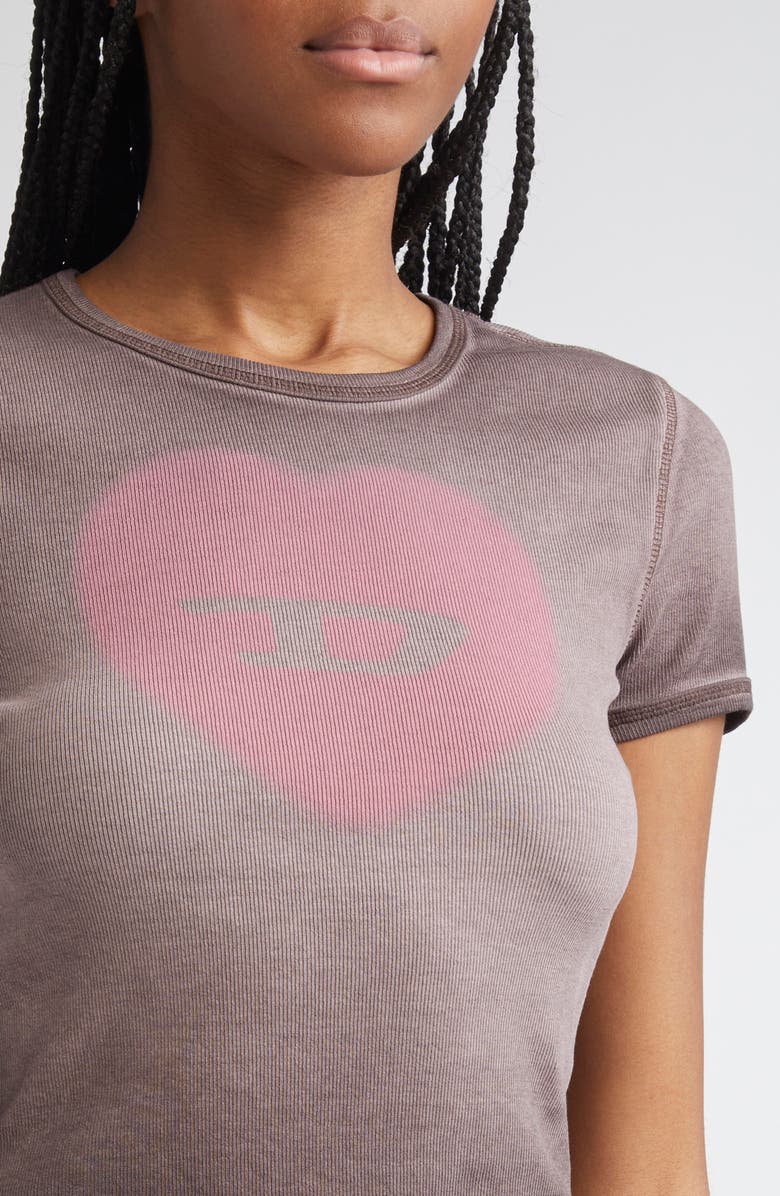DIESEL<sup>®</sup> Heart Logo Rib Graphic T-Shirt, Alternate, color, Coffee
