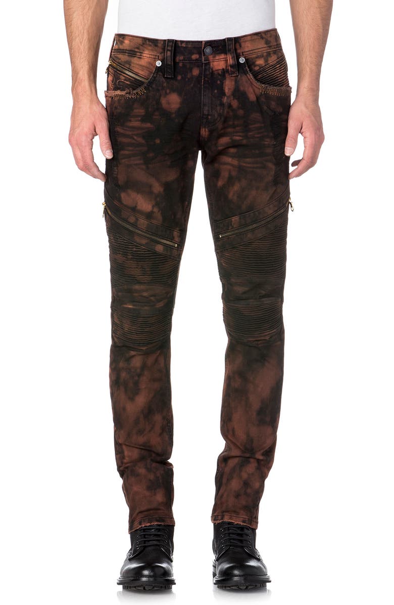 Rock Revival Towel Bleach Moto Skinny Jeans, Main, color,