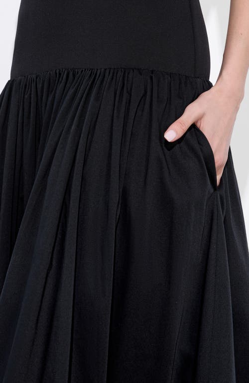 Alice And Olivia Oriana Drop Waist Midi Dress In Black