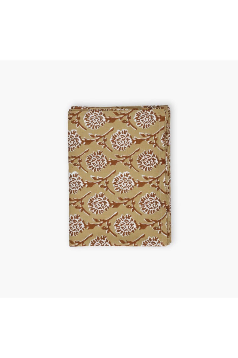 Nikhar Linen Hand-Printed Runner, Main, color, Chai Brown