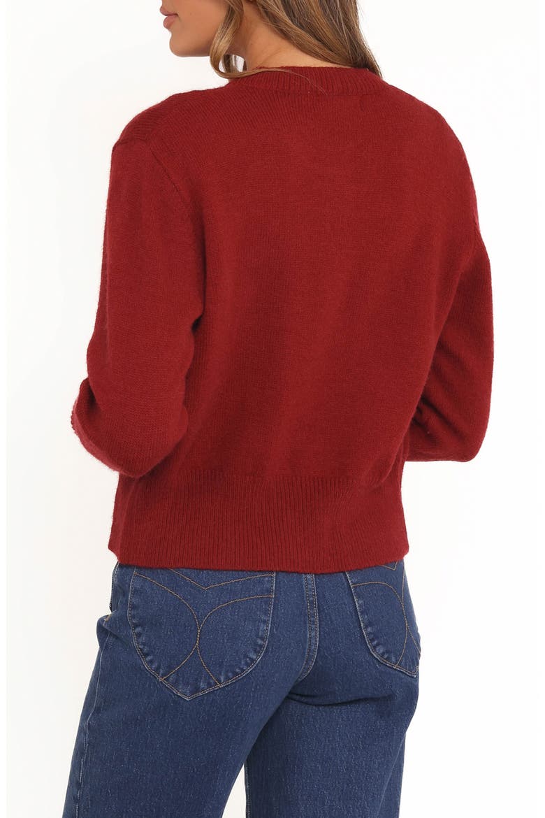 Middleton Bow Cardigan, Alternate, color, WINE