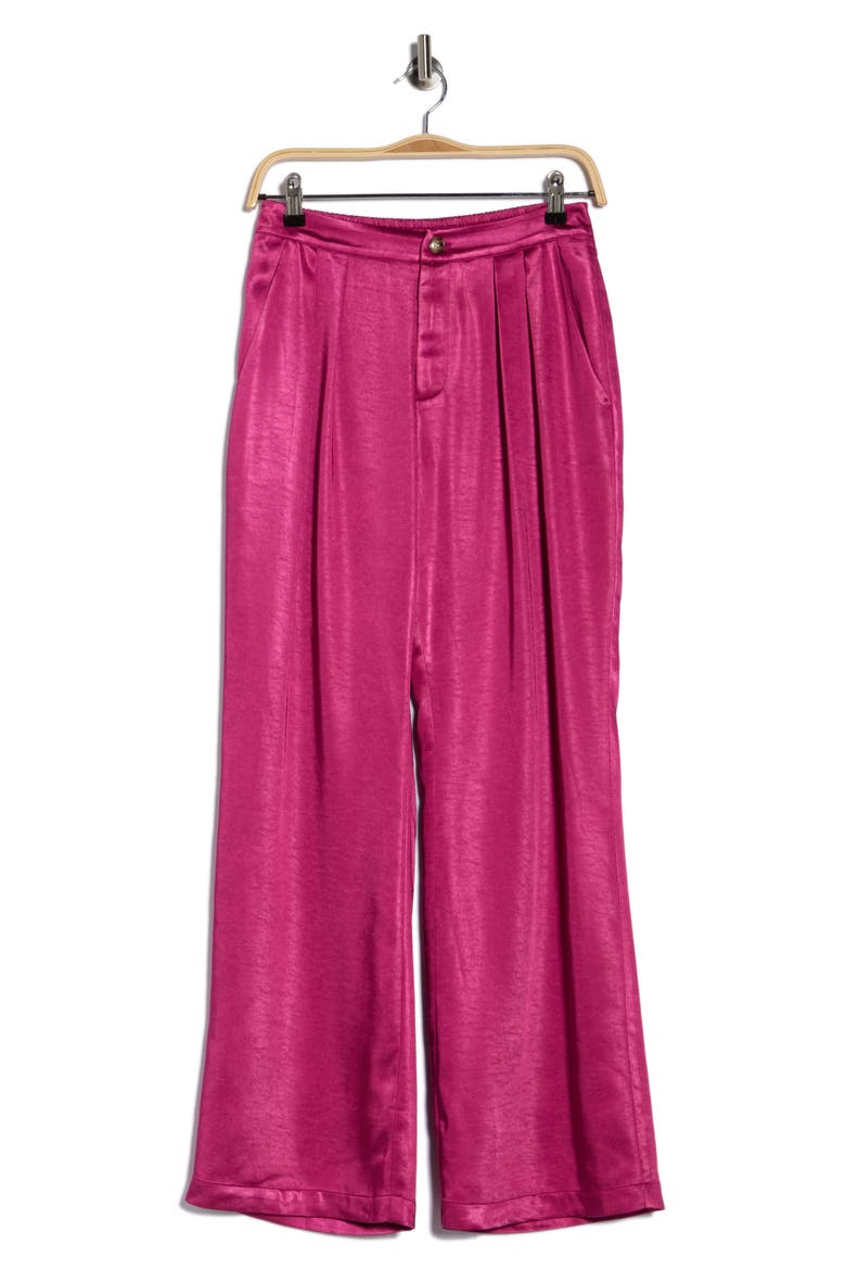 Satin Wide Leg Pants, Alternate, color, FUCHSIA