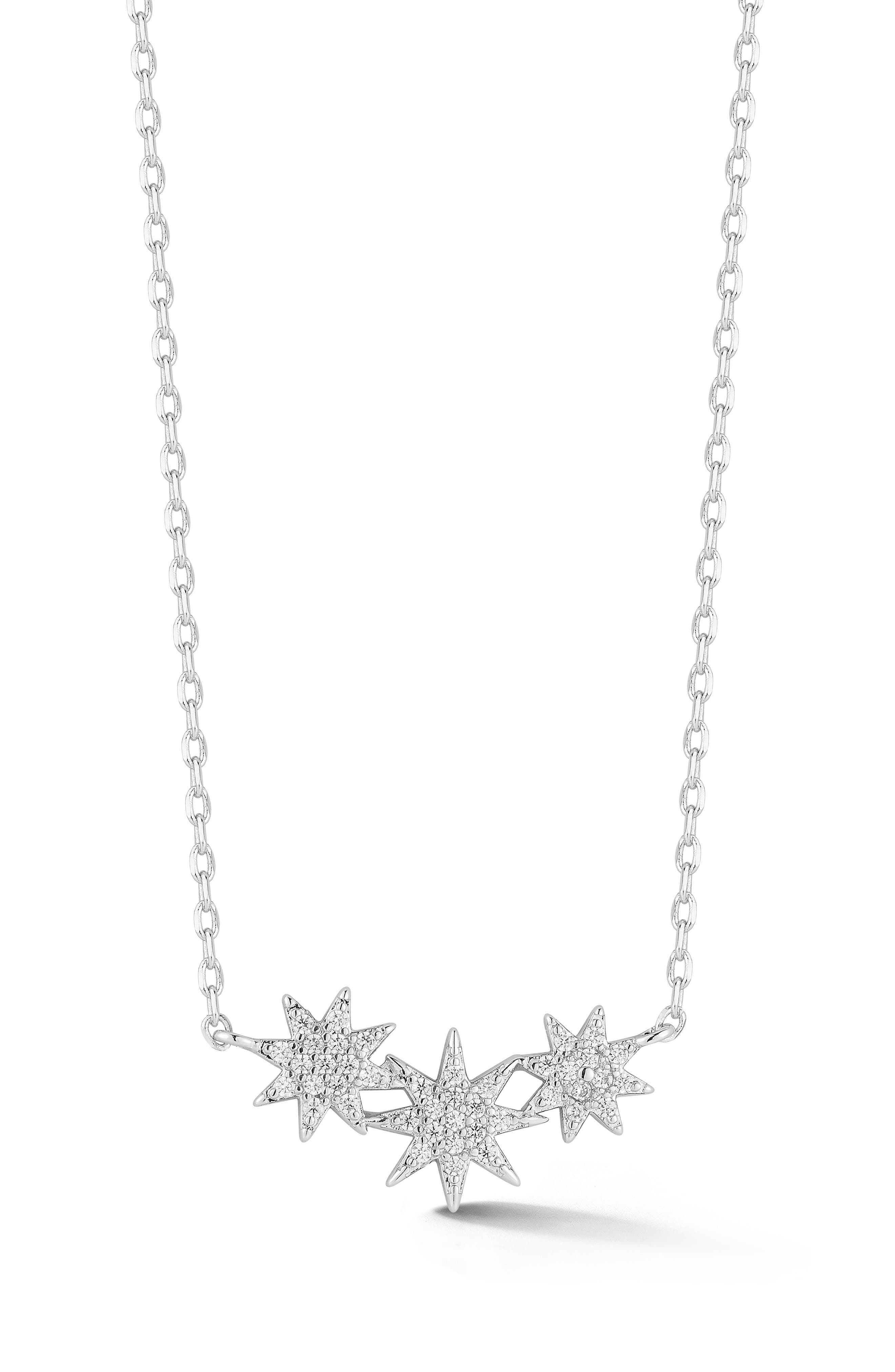 Sphera Milano Triple Star Pendant Necklace In Silver