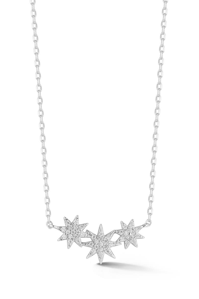 Triple Star Pendant Necklace, Main, color, SILVER