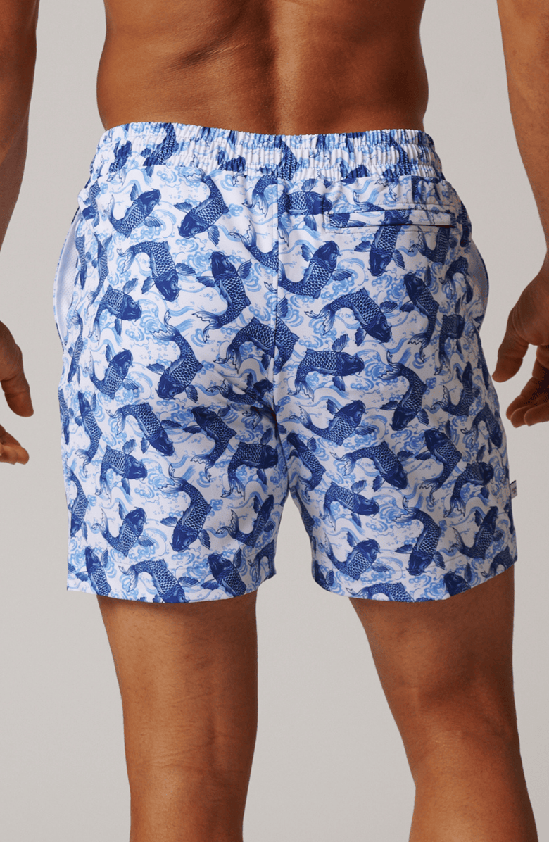 LEISURE LAB Lucky Pond Swim Trunk, Alternate, color, Blue Fishes