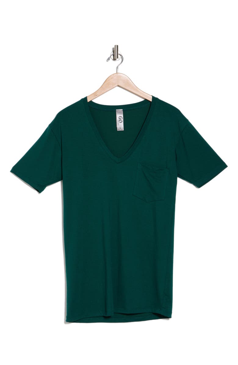 GO COUTURE Deep V-Neck Boyfriend T-Shirt, Alternate, color, Hunter Green