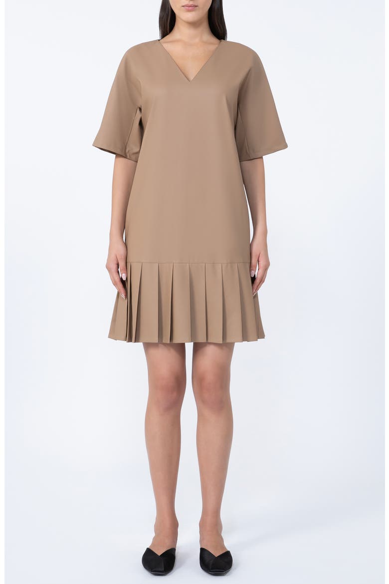 Hidesia Pleated Jersey Dress, Main, color, CAMEL
