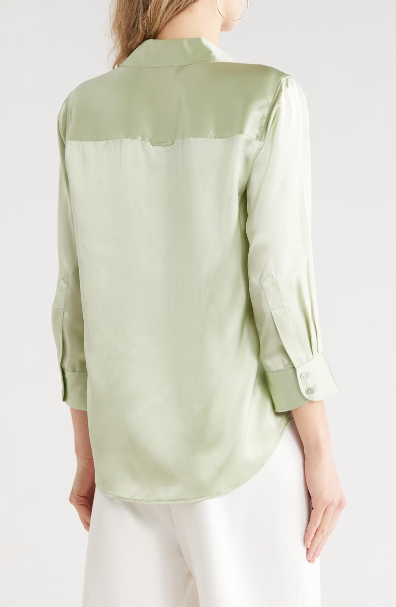 L'AGENCE Dani Silk Blouse, Alternate, color, Laurel Green