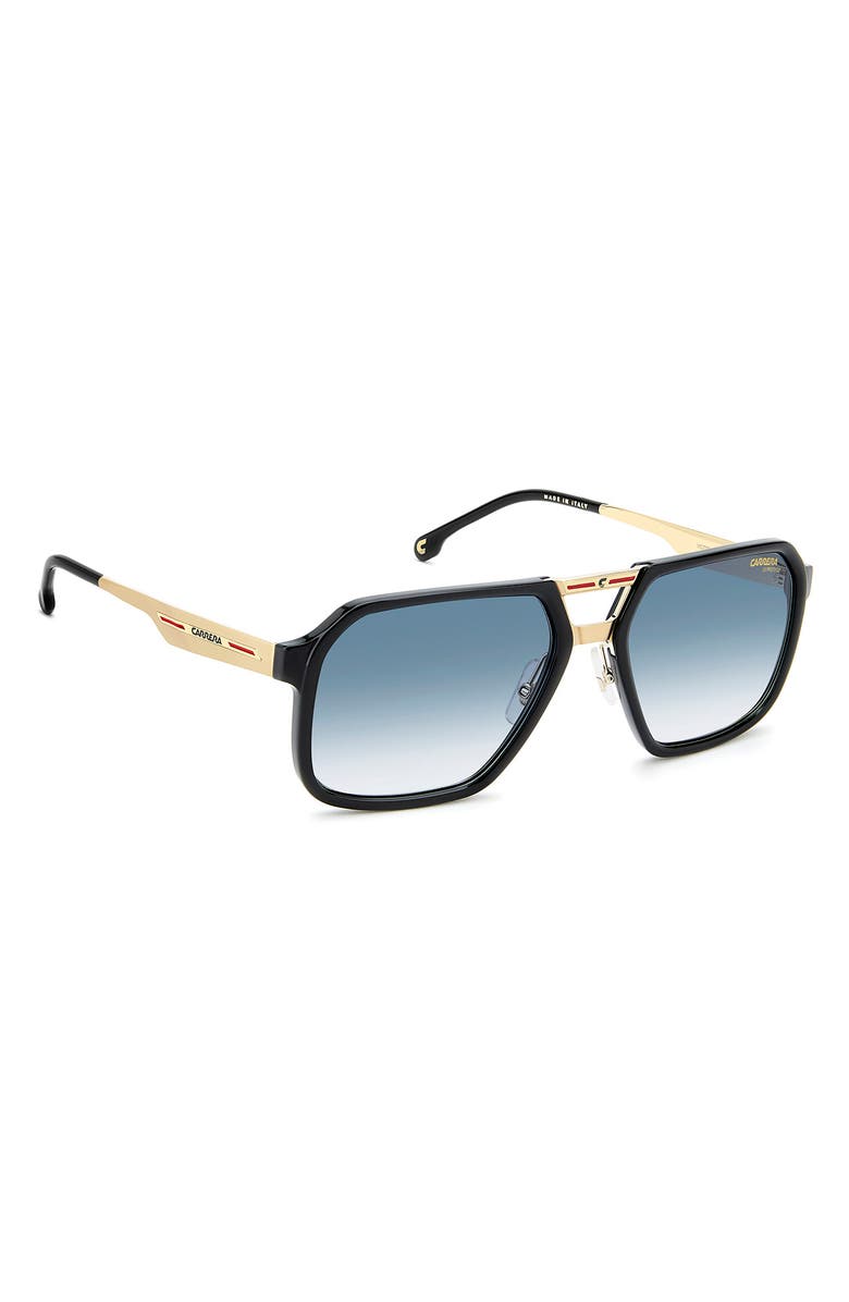 Carrera Eyewear Victory 59mm Gradient Square Sunglasses, Alternate, color, Black/ Gold/ Dark Blue