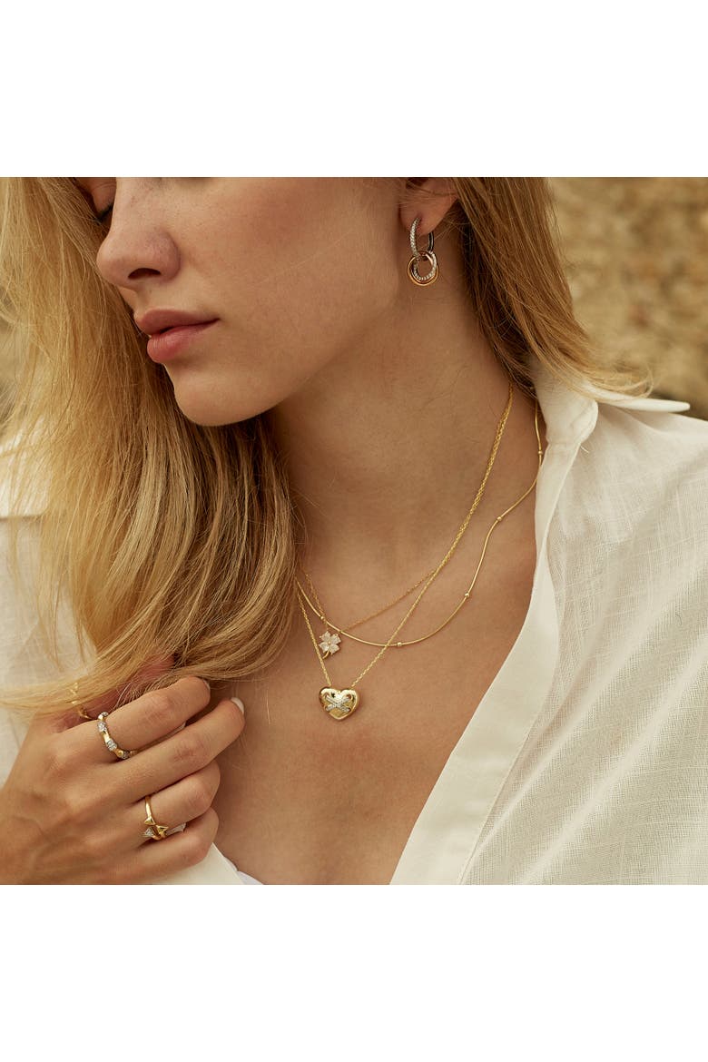 Italian Bead Chain Sterling Silver Satellite Necklace, Alternate, color, Gold