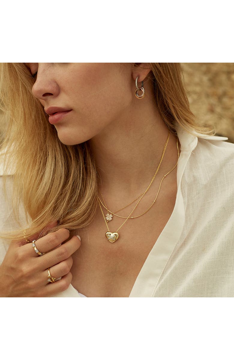 Spero London Four Leaf Clover Sterling Silver Necklace - White, Alternate, color, Gold