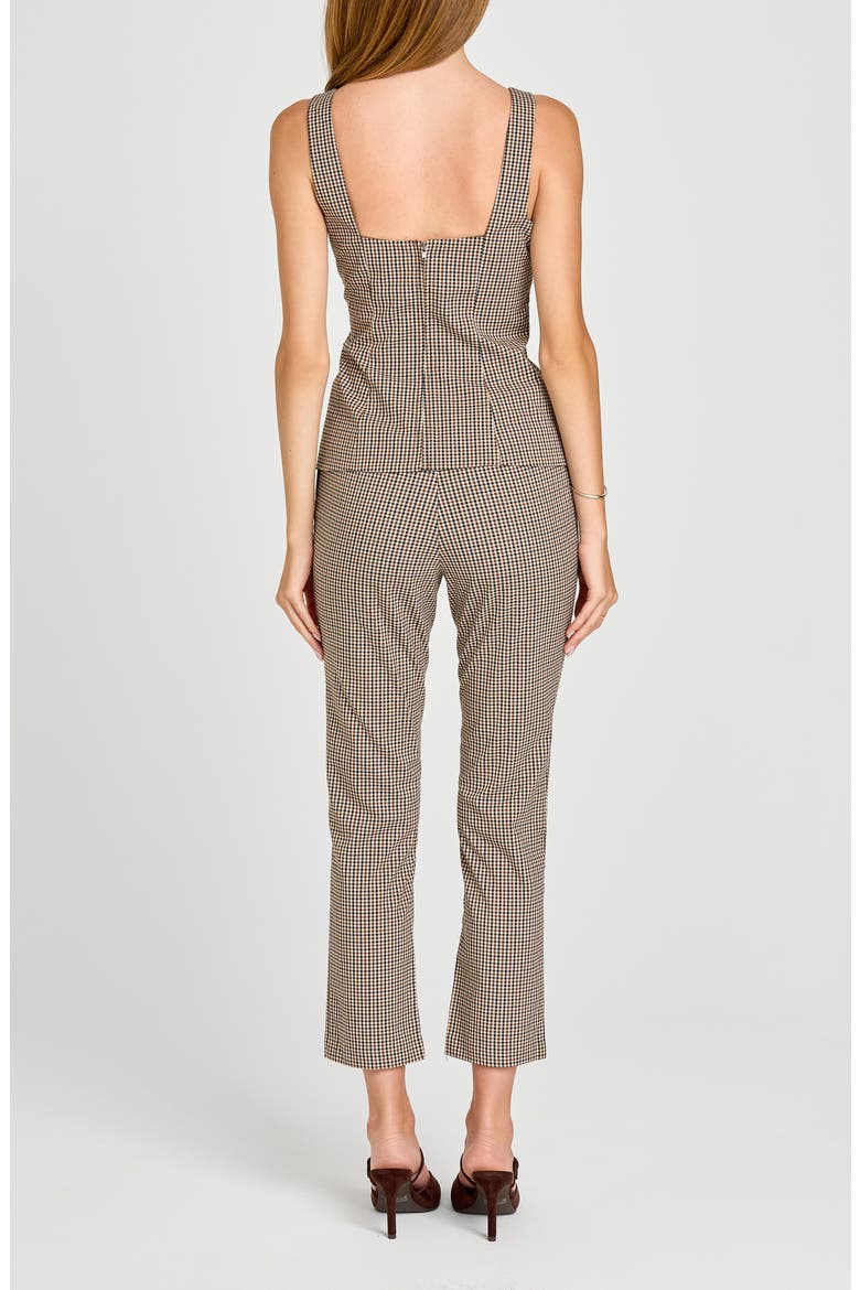 x Sara Walker Carolyn Check Pants, Alternate, color, BROWN