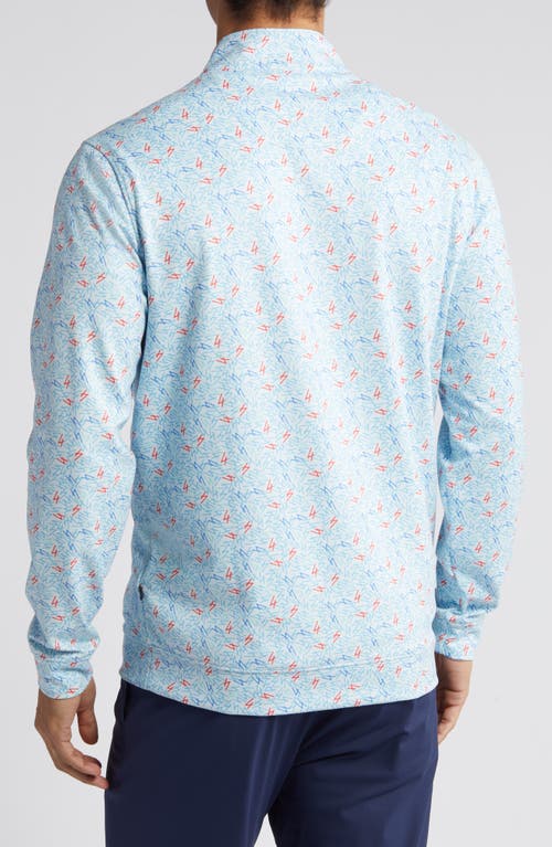 Swannies Milton Scatter Print Quarter Zip Golf Pullover In Sky Fore