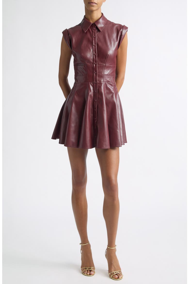Kim Faux Leather Paneled Minidress, Main, color, COGNAC