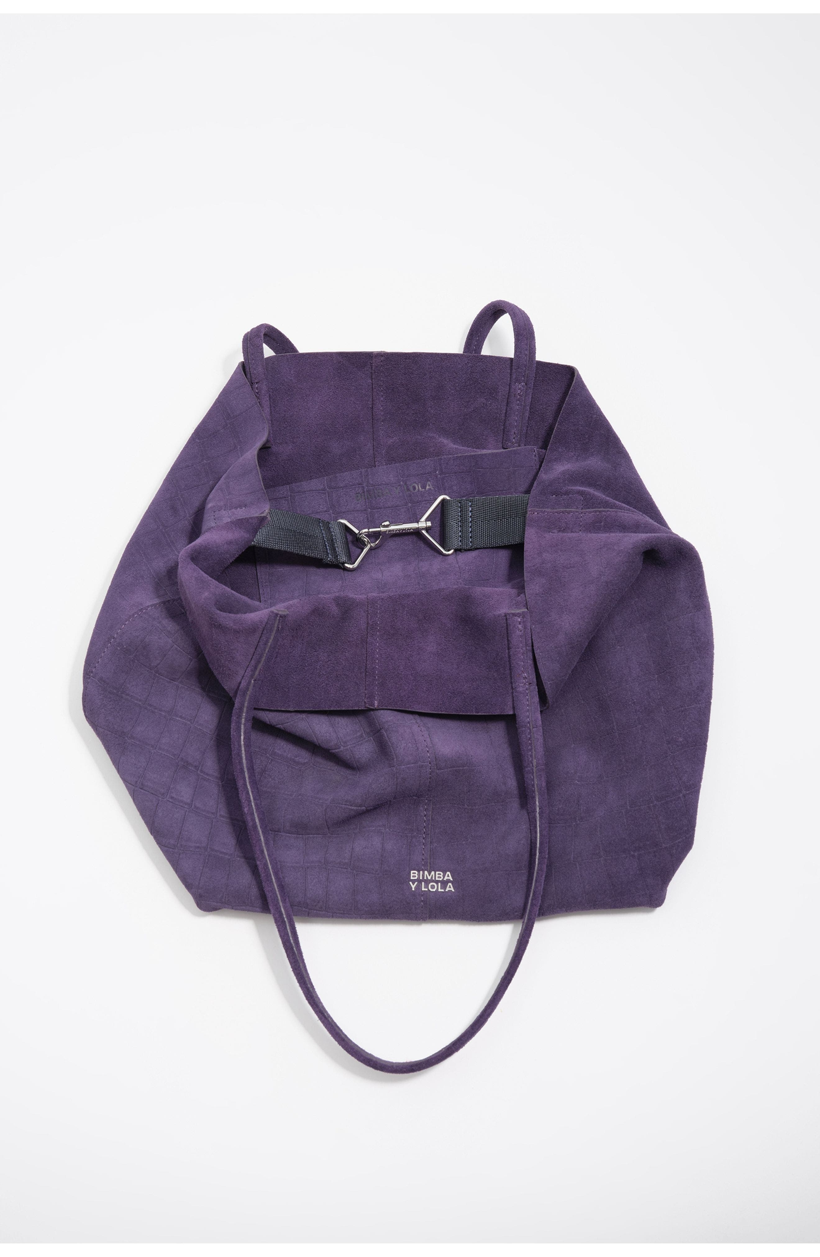 Large Split Leather Shopper Bag, Alternate, color, PURPLE