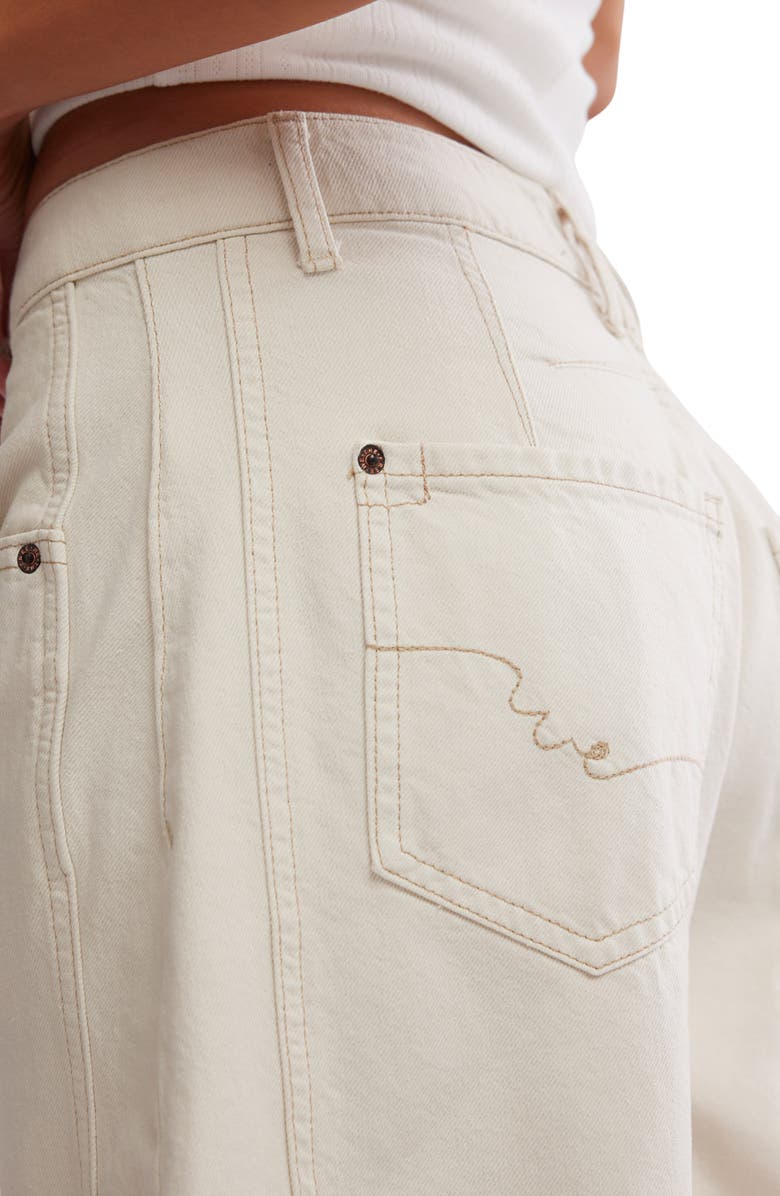 Free People Good Luck Mid Rise Barrel Leg Jeans, Alternate, color, Milk