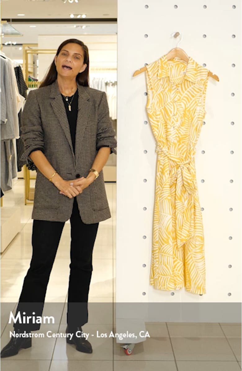 Print Belted Linen Blend Shirtdress, sales video thumbnail