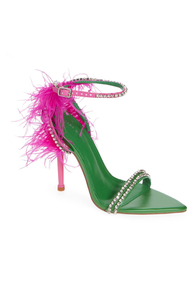 AZALEA WANG Ella Ostrich Feather Sandal, Main, color,