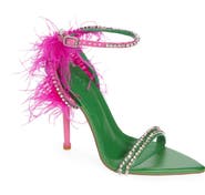 AZALEA WANG Ella Ostrich Feather Sandal
