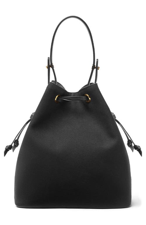 Versace La Medusa Canvas Bucket Bag In Black  Gold