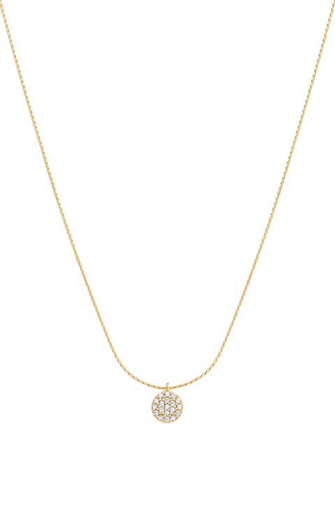 Sterling Silver 18k Gold Plated Blake Circle Pave Crystal Necklace