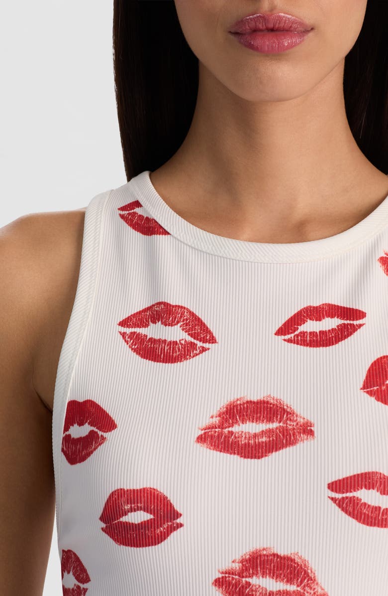 Alice + Olivia Allen Print Rib Tank Top, Alternate, color, Lips