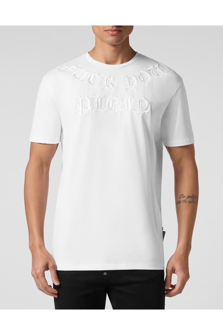 T-Shirt Round Neck Gothic Plein Men, Main, color, white