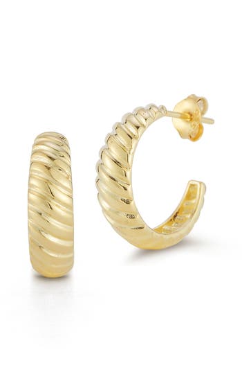 Chloe & Madison Chloe And Madison 14k Over Silver Twist Hoops In Gold
