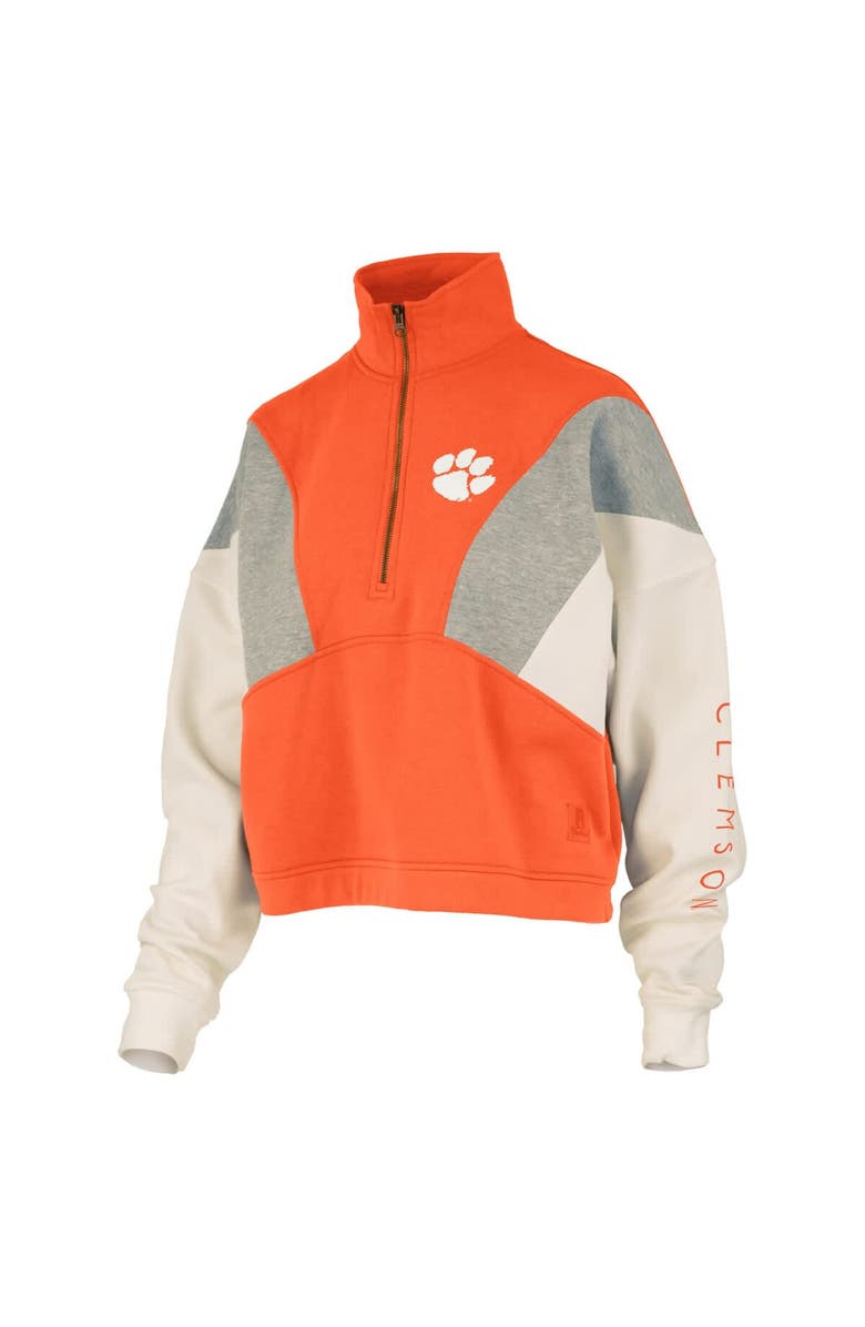 PRESSBOX Women's Pressbox Orange Clemson Tigers Ferrara Color Block Quarter-Zip Sweatshirt, Alternate, color, Orange