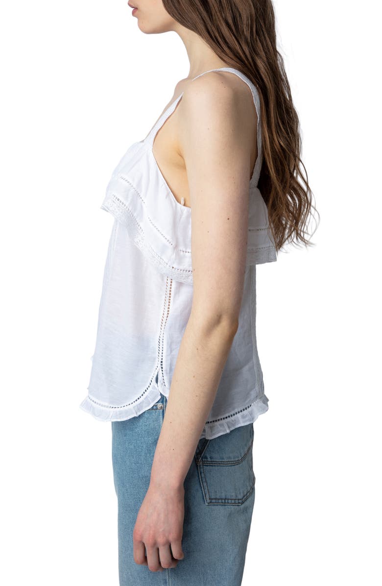 Zadig & Voltaire Cya Lace Trim Cotton Blend Tank, Alternate, color, 