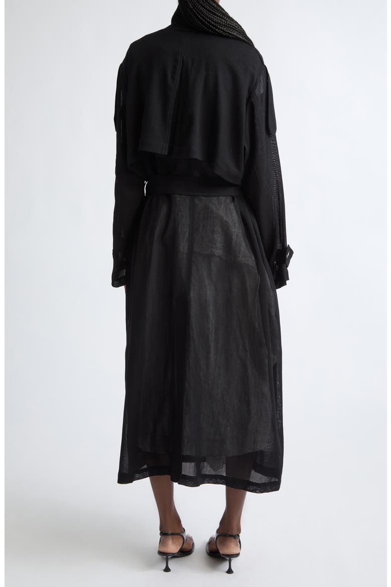 Esha Sheer Wool Trench Coat, Alternate, color, BLACK