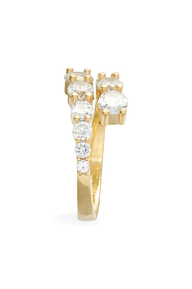 Cubic Zirconia Bypass Ring, Alternate, color, GOLD/ WHITE