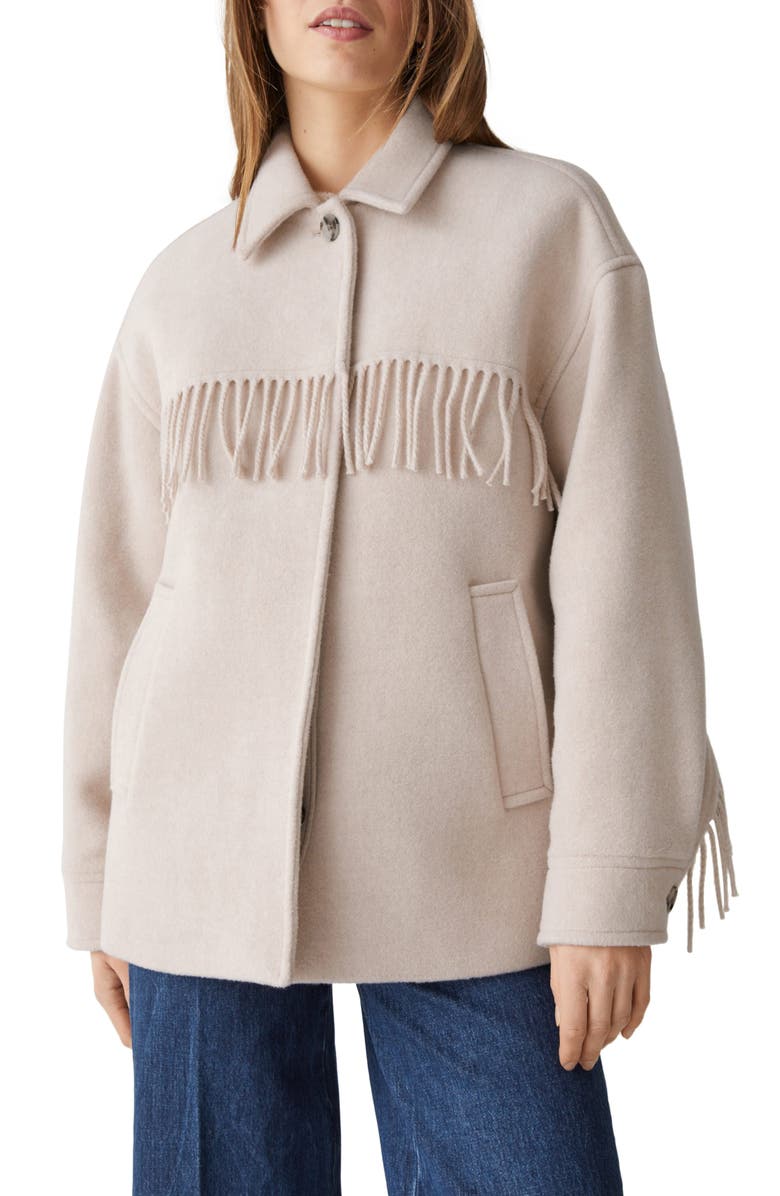 & Other Stories Oversize Wool Blend Fringe Jacket, Main, color,