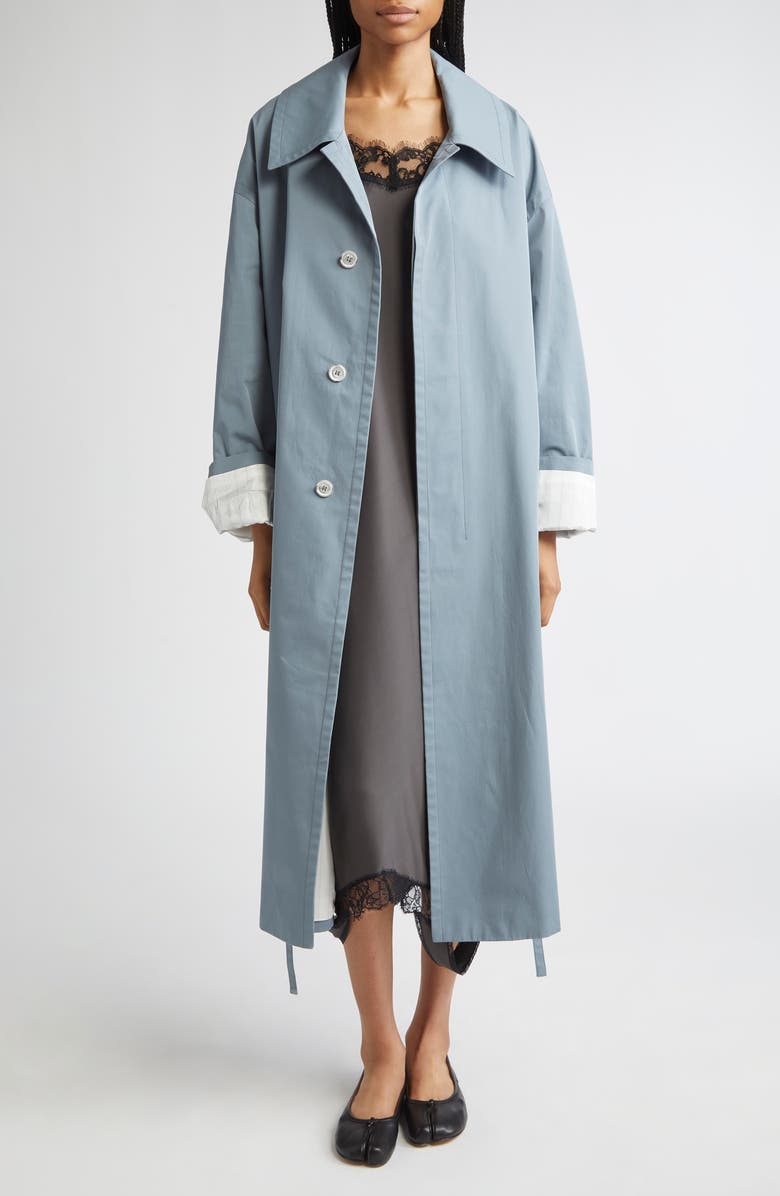 MM6 Maison Margiela Water Repellent Cotton Gabardine Raincoat, Alternate, color, Grey Blue