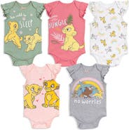 Disney Lion King Girls' 5-Pack Short Sleeve Bodysuits