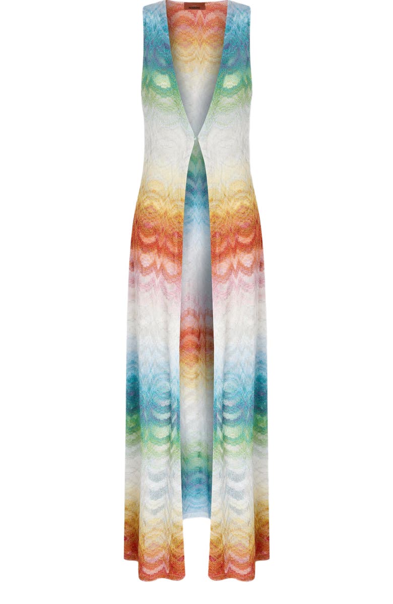 Missoni Long Gilet Cover-up In Shaded Lamé Viscose, Alternate, color, Multicoloured