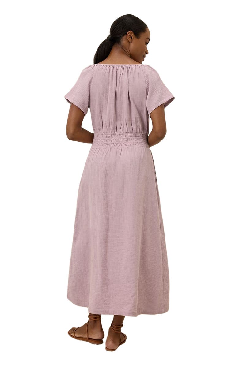 Pact Organic Cotton Coastal Double Gauze Boho Midi Dress, Alternate, color, Lavender Haze