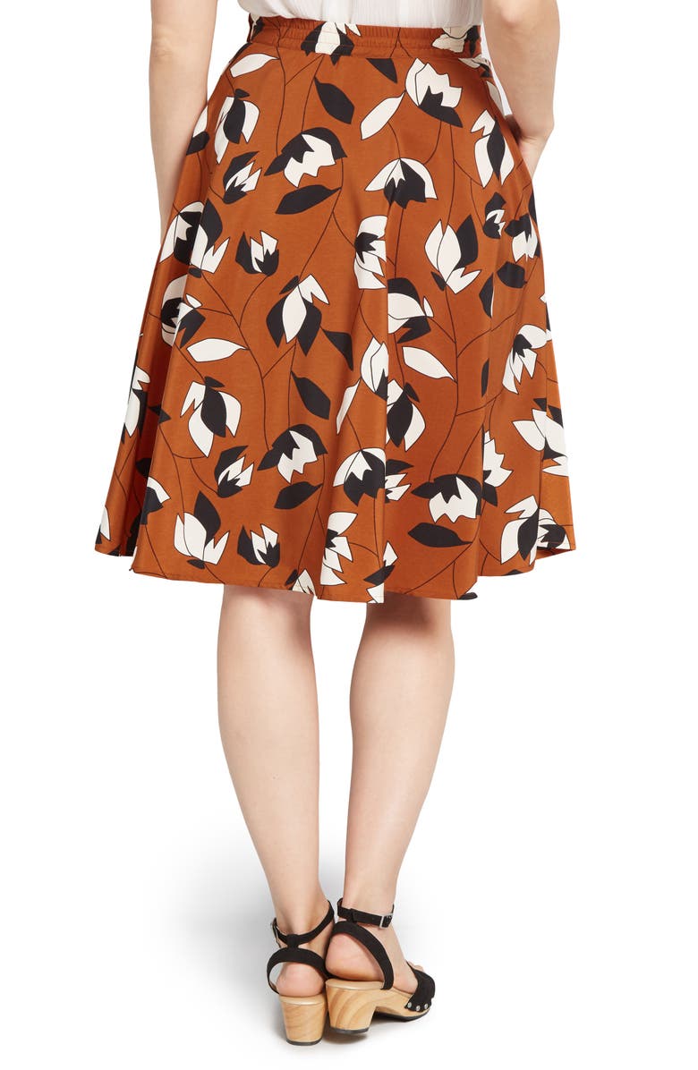 ModCloth Floral Print Circle Skirt, Alternate, color, 