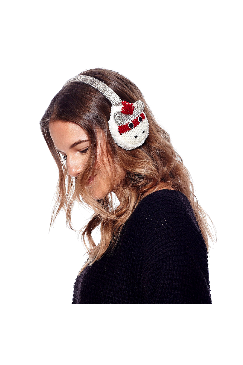 Cute Monkey Earmuffs, Alternate, color, White