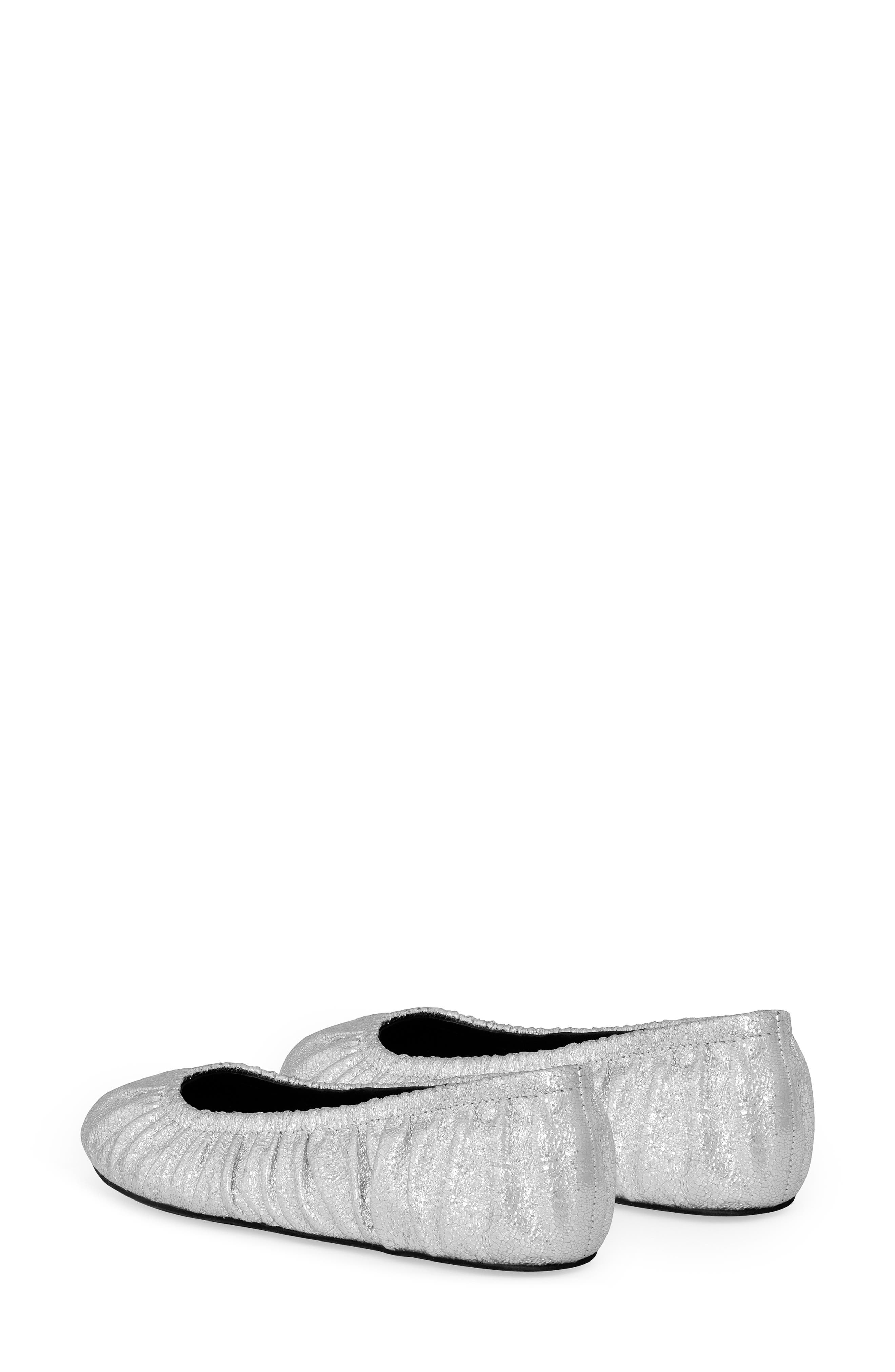 Rebecca Minkoff Ruched Ballet Flat, Alternate, color, Silver