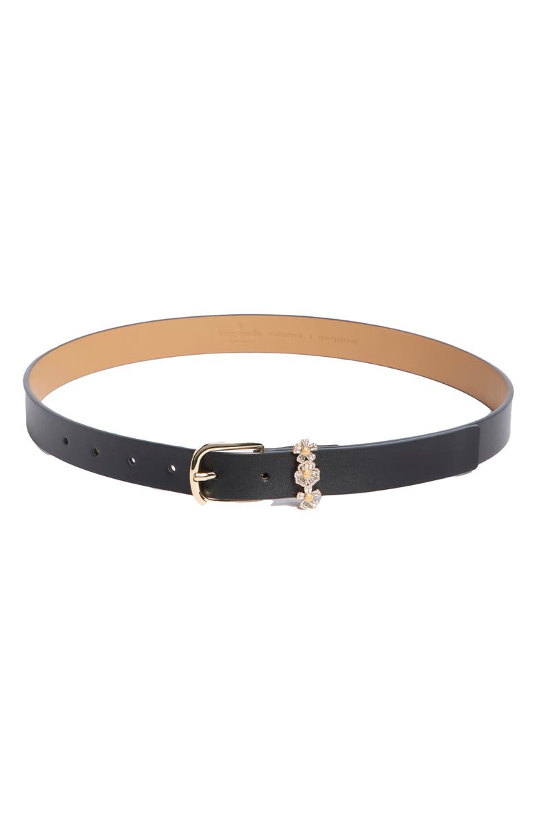 Kate Spade New York 25mm floral keeper belt, Main, color, Black/ Polished Gold