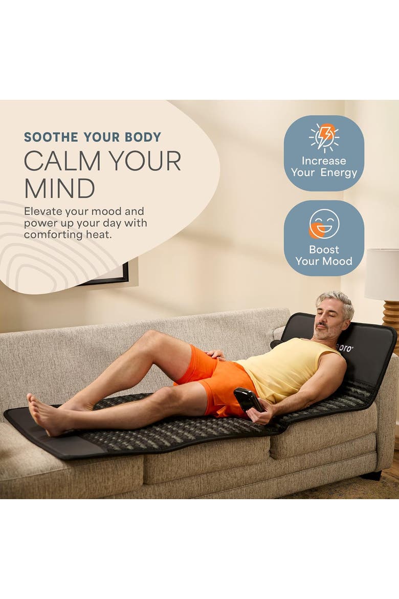 Portable Far Infrared Heating Mat (39 x 19.5 and 74 x 31in)  with Heating Pads for Recovery & Pain Relief, Alternate, color, Black/Medium