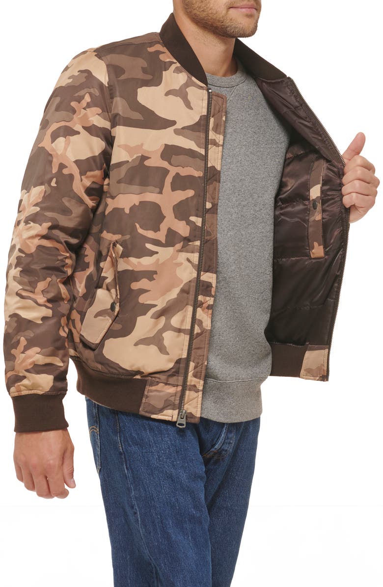 Levi's<sup>®</sup> Filled Flight Bomber Jacket, Alternate, color, Brown/ Coral